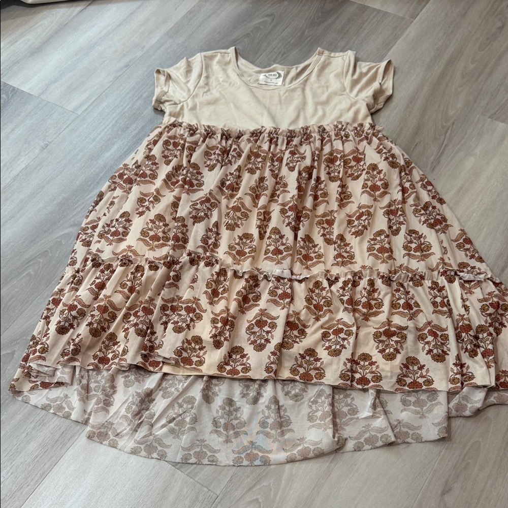 Charming Beige and Brown Kids Dress